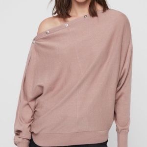 All Saints Elle Snap-Detail Sweater in maroon